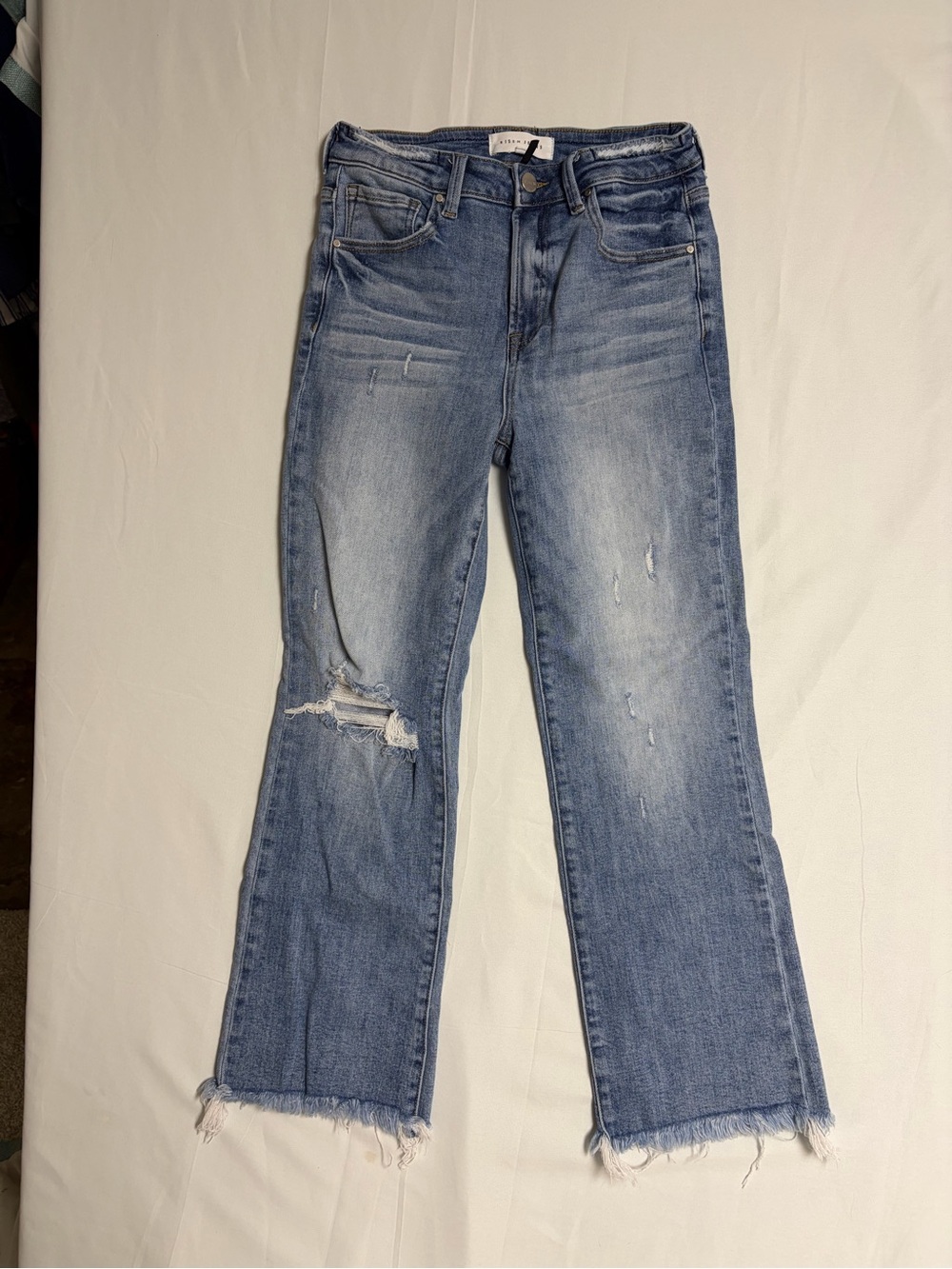 Light Wash Distressed Wide-Leg Jeans for Women